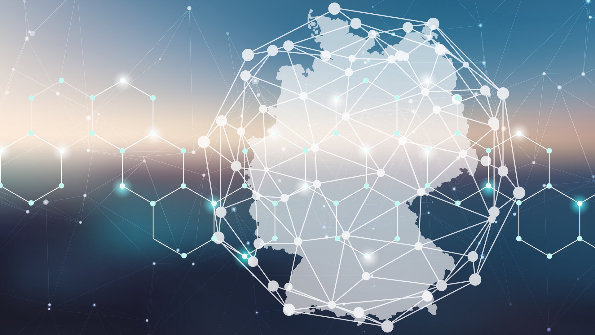 Stilisierte Deutschland Karte mit netzwerk grafing darüber